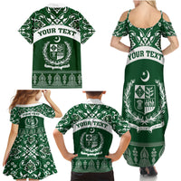 Pakistan Day Family Matching Summer Maxi Dress and Hawaiian Shirt Coat Of Arms Mix Islamic Pattern - Wonder Print Shop