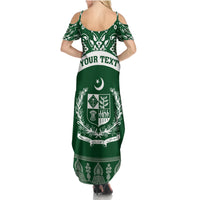 Pakistan Day Family Matching Summer Maxi Dress and Hawaiian Shirt Coat Of Arms Mix Islamic Pattern - Wonder Print Shop