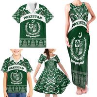 Pakistan Day Family Matching Tank Maxi Dress and Hawaiian Shirt Coat Of Arms Mix Islamic Pattern - Wonder Print Shop
