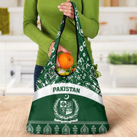 Pakistan Day Grocery Bag Coat Of Arms Mix Islamic Pattern