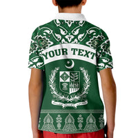 Pakistan Day Kid Polo Shirt Coat Of Arms Mix Islamic Pattern - Wonder Print Shop