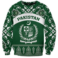 Pakistan Day Sweatshirt Coat Of Arms Mix Islamic Pattern - Wonder Print Shop