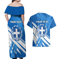 Greece Independence Day Couples Matching Off Shoulder Maxi Dress and Hawaiian Shirt Eleftheria i Thanatos Dolphin Jumping - Wonder Print Shop
