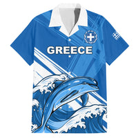 Greece Independence Day Family Matching Short Sleeve Bodycon Dress and Hawaiian Shirt Eleftheria i Thanatos Dolphin Jumping - Wonder Print Shop