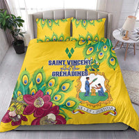 Saint Vincent and the Grenadines Bedding Set Stylized Peacock Feather Royal