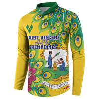 Personalized Saint Vincent and the Grenadines Button Sweatshirt Stylized Peacock Feather Royal
