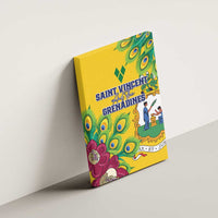 Saint Vincent and the Grenadines Canvas Wall Art Stylized Peacock Feather Royal