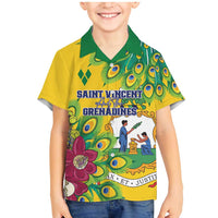 Personalized Saint Vincent and the Grenadines Family Matching Mermaid Dress and Hawaiian Shirt Stylized Peacock Feather Royal