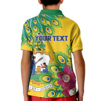 Personalized Saint Vincent and the Grenadines Kid Polo Shirt Stylized Peacock Feather Royal