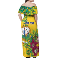 Personalized Saint Vincent and the Grenadines Off Shoulder Maxi Dress Stylized Peacock Feather Royal