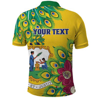 Personalized Saint Vincent and the Grenadines Polo Shirt Stylized Peacock Feather Royal