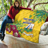 Saint Vincent and the Grenadines Quilt Stylized Peacock Feather Royal - Wonder Print Shop