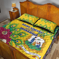 Saint Vincent and the Grenadines Quilt Bed Set Stylized Peacock Feather Royal - Wonder Print Shop