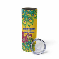 Personalized Saint Vincent and the Grenadines Skinny Tumbler Stylized Peacock Feather Royal - Wonder Print Shop