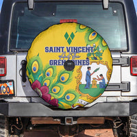 Saint Vincent and the Grenadines Spare Tire Cover Stylized Peacock Feather Royal - Wonder Print Shop
