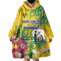 Personalized Saint Vincent and the Grenadines Wearable Blanket Hoodie Stylized Peacock Feather Royal - Wonder Print Shop