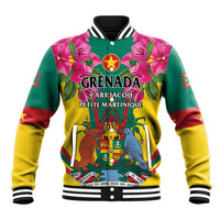Personalized Carriacou and Petite Martinique Baseball Jacket Bougainvillea Flowers