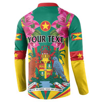 Personalized Carriacou and Petite Martinique Button Sweatshirt Bougainvillea Flowers