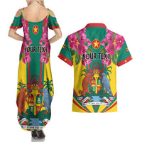 Personalized Carriacou and Petite Martinique Couples Matching Summer Maxi Dress and Hawaiian Shirt Bougainvillea Flowers