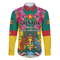 Personalized Carriacou and Petite Martinique Family Matching Mermaid Dress and Hawaiian Shirt Bougainvillea Flowers