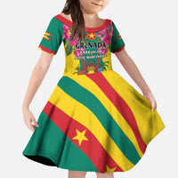 Personalized Carriacou and Petite Martinique Kid Short Sleeve Dress Bougainvillea Flowers