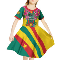 Personalized Carriacou and Petite Martinique Kid Short Sleeve Dress Bougainvillea Flowers