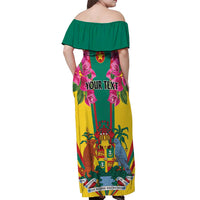 Personalized Carriacou and Petite Martinique Off Shoulder Maxi Dress Bougainvillea Flowers