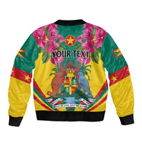 Personalized Carriacou and Petite Martinique Sleeve Zip Bomber Jacket Bougainvillea Flowers - Wonder Print Shop