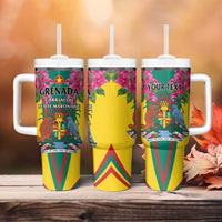 Personalized Carriacou and Petite Martinique Tumbler With Handle Bougainvillea Flowers - Wonder Print Shop