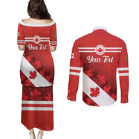 Personalised Canada Maple Leaf Couples Matching Puletasi and Long Sleeve Button Shirt A mari usque ad mare