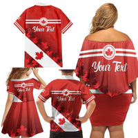 Personalised Canada Maple Leaf Family Matching Off Shoulder Short Dress and Hawaiian Shirt A mari usque ad mare