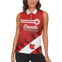 Personalised Canada Maple Leaf Women Sleeveless Polo Shirt A mari usque ad mare - Wonder Print Shop
