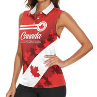 Personalised Canada Maple Leaf Women Sleeveless Polo Shirt A mari usque ad mare - Wonder Print Shop