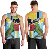 Personalized Saint Lucia Men Tank Top Jacquot Parrot Rosie Floral