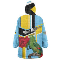 Personalized Saint Lucia Wearable Blanket Hoodie Jacquot Parrot Rosie Floral - Wonder Print Shop