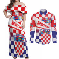Croatia National Day 2024 Couples Matching Off Shoulder Maxi Dress and Long Sleeve Button Shirt Hrvatska Dan drzavnosti - Wonder Print Shop