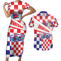 Croatia National Day 2024 Couples Matching Short Sleeve Bodycon Dress and Hawaiian Shirt Hrvatska Dan drzavnosti - Wonder Print Shop
