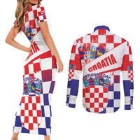 Croatia National Day 2024 Couples Matching Short Sleeve Bodycon Dress and Long Sleeve Button Shirt Hrvatska Dan drzavnosti - Wonder Print Shop