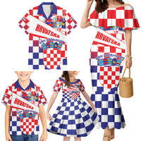 Croatia National Day 2024 Family Matching Mermaid Dress and Hawaiian Shirt Hrvatska Dan drzavnosti - Wonder Print Shop