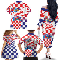 Croatia National Day 2024 Family Matching Off The Shoulder Long Sleeve Dress and Hawaiian Shirt Hrvatska Dan drzavnosti - Wonder Print Shop
