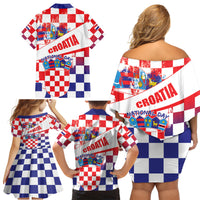 Croatia National Day 2024 Family Matching Off Shoulder Short Dress and Hawaiian Shirt Hrvatska Dan drzavnosti - Wonder Print Shop