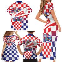 Croatia National Day 2024 Family Matching Short Sleeve Bodycon Dress and Hawaiian Shirt Hrvatska Dan drzavnosti - Wonder Print Shop