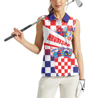 Croatia National Day 2024 Women Sleeveless Polo Shirt Hrvatska Dan drzavnosti - Wonder Print Shop