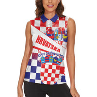 Croatia National Day 2024 Women Sleeveless Polo Shirt Hrvatska Dan drzavnosti - Wonder Print Shop