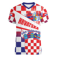 Croatia National Day 2024 Women V-Neck T-Shirt Hrvatska Dan drzavnosti - Wonder Print Shop