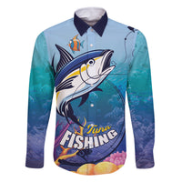 Tuna Fishing Family Matching Off Shoulder Short Dress and Hawaiian Shirt Tuna Fish With Marine Life - Wonder Print Shop