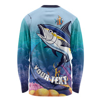 Tuna Fishing Long Sleeve Shirt Tuna Fish With Marine Life - Wonder Print Shop
