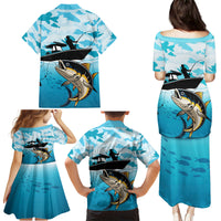 Tuna Fishing Family Matching Puletasi and Hawaiian Shirt Fish Camouflage Pattern - Wonder Print Shop