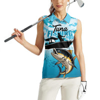 Tuna Fishing Women Sleeveless Polo Shirt Fish Camouflage Pattern - Wonder Print Shop