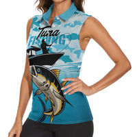 Tuna Fishing Women Sleeveless Polo Shirt Fish Camouflage Pattern - Wonder Print Shop